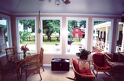 View of yard from sun deck